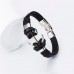 Bratara piele Black Anchor